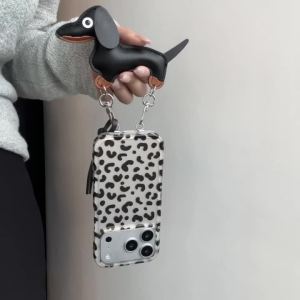 L8 New case Leopard Print Phone Case With Dachshund Dog Charm Shockproof Anti-drop Cover For iPhone 18 17 16 15 14 Pro Max
