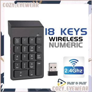 18 Keys Wireless Number Pad Keyboard With 2.4G USB Receiver Numeric Portable External Mini Keypad Laptop Desktop