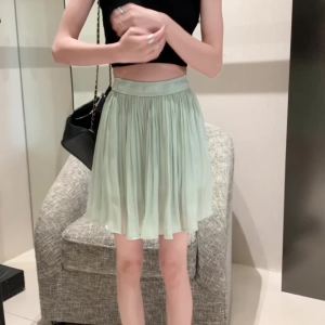 Ammin phong cách Hàn Quốc ngọc trai satin pompous váy phụ nữ 2024 Xuân/Mùa Hè Quần soóc xếp li váy thiết kế cảm giác A-line chống trượt váy thanh lịch