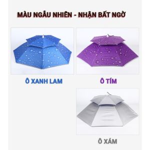 Ô Đội Đầu Nón Cố Định Ô Dù 2 Tầng Che Nắng Mưa Câu Cá Dã Ngoại - Mũ Rộng Vành Gieo Cấy Ngoài trời 3 Màu Cho Nam Nữ