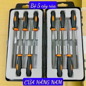 Bộ 5 cây rũa kim loại có tay cầm thương hiệu Kapusi  kích thước 4x160mm dũa mài gỗ kim loại đa năng  1 hộp 5 cây khác nhau dũa tròn dẹp bán nguyệt tam giác vuông- Cửa Hàng Nam