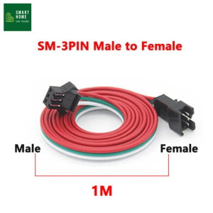 Dây nối mở rộng 3pin đực cái SM3P 22AWG cho led full màu ws2811 ws2812b ucs1903 ws2815