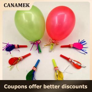 【 CANAMEK 】 50PCS Colorful Blowouts Whistle Blowing Dragon With Balloon For Kids Birthday Party Favors Decoration Children Toys Supplies