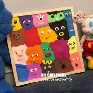 MKEB Multi Size Blank Clay Frame Wooden Creartive Wooden Photo Holder Wooden Craft DIY Picture Frame Children Painting Drawing