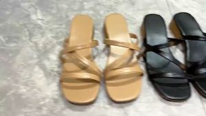 DX #530 New Korean 3.5CM leather high heels stylish elegant style high quality womens slippers