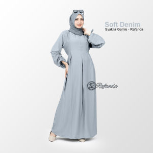 Gamis Dress Korean Style Polos Muslim Wanita Remaja Terbaru Bahan Morena Premium - Syakila Rafanda