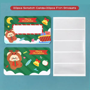 20pcs Christmas Scratch Cards DIY Gift Cards with Santa Claus Designs Kids Fun Party Game Prizes