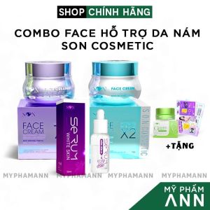 Kem Face Hỗ Trợ Da Nám Tím Xanh Biển SON Cosmetic + Serum White Skin SON Cosmetic Chính Hãng - Tặng Cao Bưởi