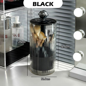 กล่องเก็บแปรงแต่งหน้า กดเพื่อยกฐานขึ้นมาได้ ใส่แปรงแต่งหน้า กันฝุ่น กันน้ำ Makeup brush storage box