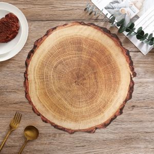 angy 桌垫 table mat Stain-Resistant Wood Placemats Realistic Waterproof Tableware Pads Kitchen Accessories Natural Coaster Holiday Travel