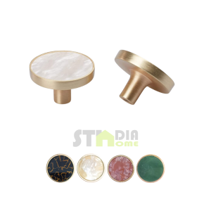 Manila Stock STADIA HOME 2in1 High Quality Drawer Knob Wall Mounted Hook Solid Luxury Gold Furniture Handle Pull Marble Shell Design