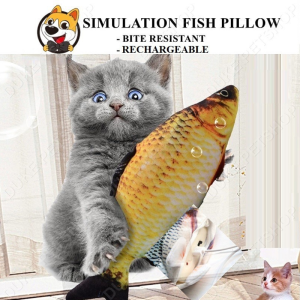 Soft Plush 3D Simulation Cat Toy Fish Catnip Fish-Shaped Anti-Bite Chewing Interactive Training Toy Pet Supplies