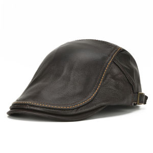 Real cowhide duckbill hat top layer cowhide genuine leather hat mens leather hat fashionable duckbill hat forward hat autumn and winter