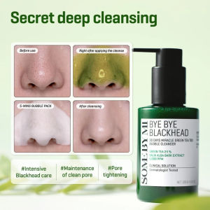 SOME BY MI Bye Bye Blackhead Bubble Cleanser 120g Green Tea Triple Acid Dissolve Blackheads Exfoliate Deep Clean Pores