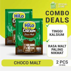 Twin Pack : HiLo Choco Malt Hi Calcium 10 Sch – Malt Cokelat Susu Berenergi Tinggi Kalsium