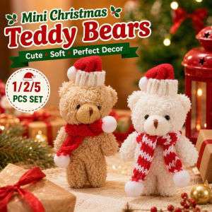 1/2/5PCS Christmas Teddy Bear Plush Toy Set Mini Plushie DIY Christmas Tree Cake Bouquet Decor Gift