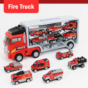 Storage Truck with 6pcs Alloy car | Collection Engineering Vehicle Set | Police Car Construction Toys | Gift Set