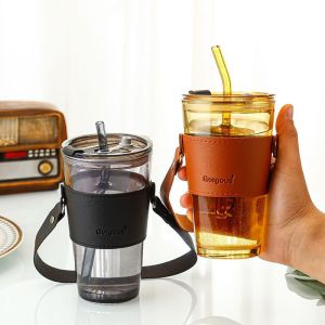 CANGKIR GELAS KOPI TUMBLER MIKONOS AESTETIC GELAS MUG BENING 450ML DENGAN POUCH DAN SEDOTAN