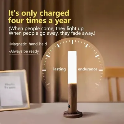 MotionSensorLight Rechargeable Light LEDLight Smart Light Night Light Bedroom Light Bathroom Light Hallway Light Cabinet Light Portable Light Magnetic Light No Drilling Human Body Sensor Auto On Off Energy Saving Wooden Design Rotatable Long Standby Sleep