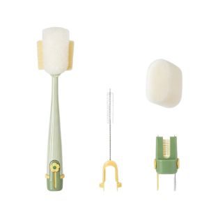 JBMBHC 360° Rotation 5-In-1 Bottle Cleaner Long Handle Sponge Straw Brush Baby Safe Milk Bottle Thermos Cup Multipurpose Cleaning Tool