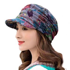 IVYAN Simple Warm Hat Short Brim Cotton Mom Hat Floral Print Girls Cap Women Hat Peaked Cap Baseball Cap Ethnic Style Cap