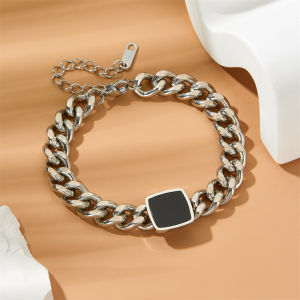 LADAMAS Gelang Titanium Dengan Rantai Tebal Gaya Retro Harian Untuk Pria Dan Wanita GT21