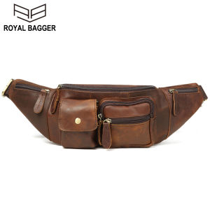 รอยัล Bagger ไหล่กระเป๋าหน้าอกสำหรับผู้ชายหนังวัวแท้ยุโรปแฟชั่นสลิงกระเป๋าเอวแพ็คกระเป๋า R etro ผู้ชายเย็นธุรกิจ