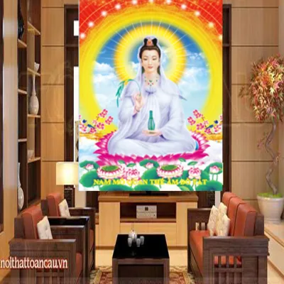 Tranh thêu chữ thập Quan Thế Âm Bồ Tát LV3075 - kích thước 43 * 55