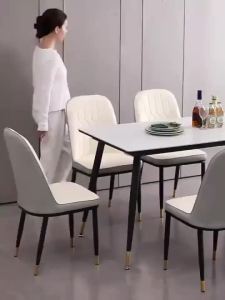 Dining Chair Leather Backrest Chair Nordic Chair With Cushion High Back Restaurant Chair