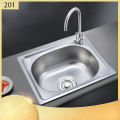 Chậu rửa chén bát đơn chất liệu inox 201, chậu 1 hố kích thước 37x42cm, đã kèm bộ xả thoát nước. 