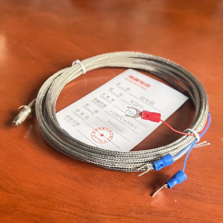 Can nhiệt Pt100 ren M6 dây dài 3m, 5m Đầu Dò 1cm dải đo -200 độ- 400 độ ...