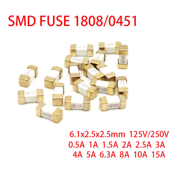 10 Stk Gold fuß 1808 125 v 0451 SMD flink ultraschnelle Sicherungen 1A bisR*EX e