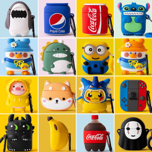 3D Cartoon Cute Silicone Soft Airpods Case With Ring For AirPods 1 2 3 Pro inPods i12 i7 Pro Wireless Bluetooth Headphones Accessories Casing For Air Pods Earphone Charging Box Protective Cover Fashion Shockproof Shell