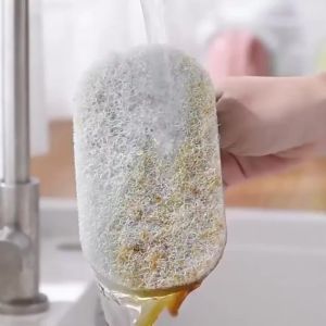 Bàn Chải Xơ Mướp chà bồn rửa chén lavabo nhà vệ sinh có tay cầm tiện dụng không gây trầy xước Vuadienmay