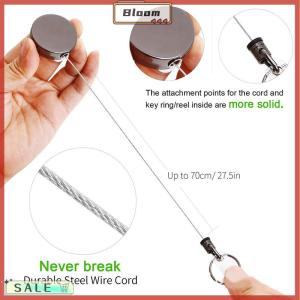 Follow Get New[Bloom Z] Retractable Metal Wire Keychain Pull Badge Reel ID Lanyard Name Tag Card Badge Easy-to-pull Buckle Rope Elastic Key Ring