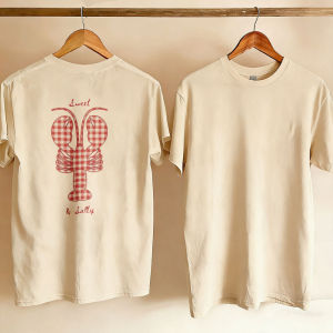 [Local Stock] HBESTY  Gingham Lobster Tshirt Coastal Seafood Lover Style Red Lobster Lover Shirt Salty Beach Style Ocean Style Fisherman Red Checked