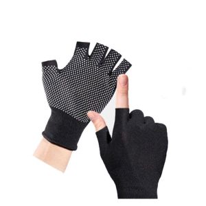APBZOK Thin Comfortable Windproof Climb Mountains Sun Protection Driving Men Elastic Gloves Half Finger Gloves Nylon Gloves Non-slip Mittens