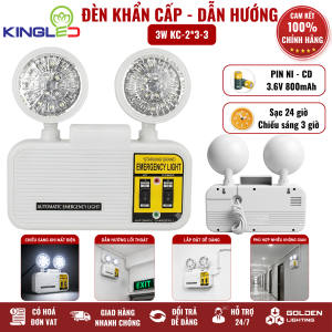 (Kingled) Đèn LED Khẩn cấp - Dẫn hướng Khi sự cố mất điện đột ngột 3W Sạc 24 giờ Sáng 3 giờ KC-2*3-3