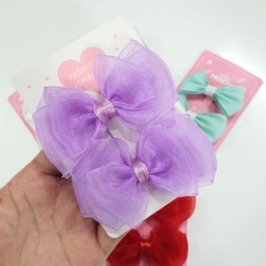 Phụ kiện tóc xinh cho bé gái Set 2 kẹp tóc nơ ruy băng cho bé