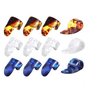 12Pcs Thumb and Finger Picks Medium Flat Thumbpick Guitar Thumb Picks for Acoustic Guitar Accessories Enduring