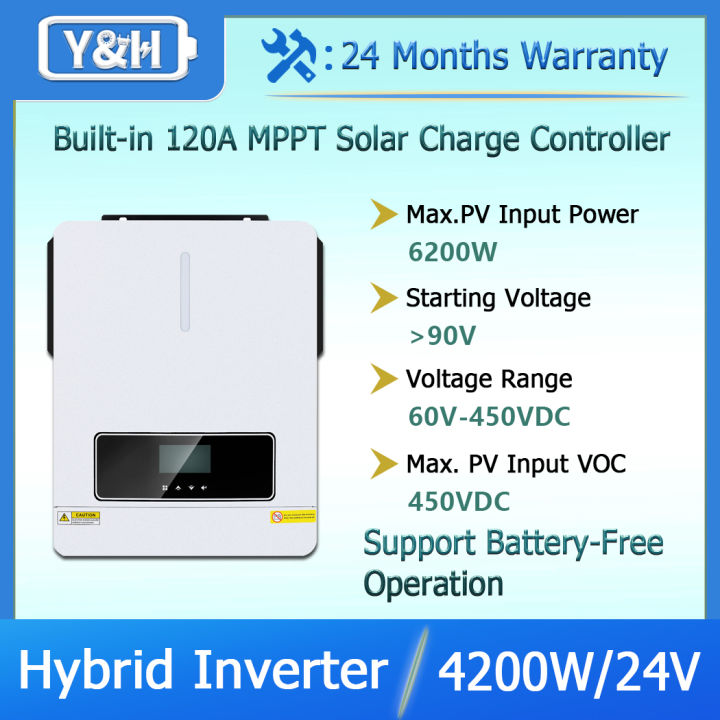 Y H 4 2KW 24VDC On Off Grid Solar Hybrid Inverter AC220V Two Load y-h-4-2kw-24vdc-on-off-grid-solar-hybrid-inverter-ac220v-two-load