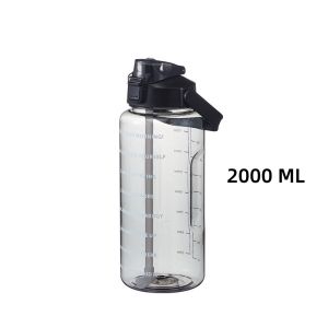 2000ml Water Bottle Motivational Clear With Time Marker Straw & Handle Cute Tumbler Large Capacity Office School