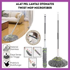 Alat Pel Twist Mop Otomatis Pel Lantai Efisien Putar Twist Mop Mikrofiber 360° / Pel Lantai Mop Dapur - FR GALLERY