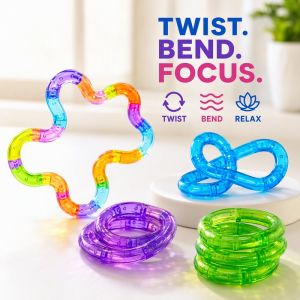 Sensory Twist Fidget Toy Crystal Clear Bend Loop Stress Relief Focus Aid For Kids Teens School Office Use