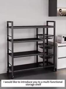 Multipurpose Kitchen Storage Rack Trolley Rack with Wheels Microwave Oven Shelf Rack 带轮置物架