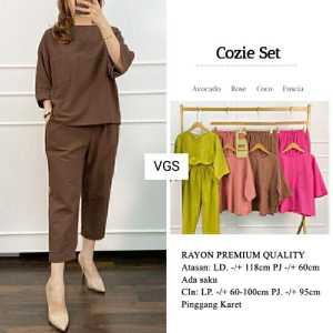 Setelan Polos Wanita Cozie Set Katun Rayon / Setelan Wanita Kekinian Rayon Premium Polos