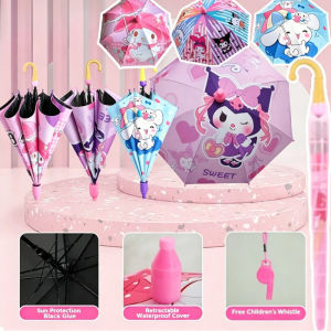 Cute Cartoon Kids Umbrella Long Handle UV Protection Sunscreen & Rain Umbrella for Boys Girls