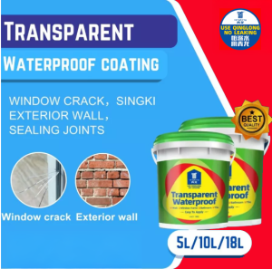 Qinglong Transparent Waterproof Coating -1L / 5L / 18L -Roof Wall Balcony Bathroom & Window Crack Sealer
