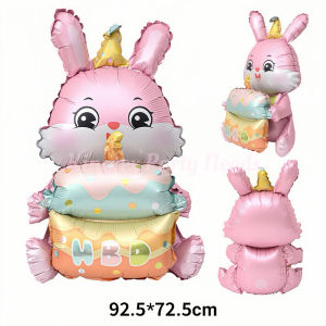 Happy birthday Hug cake rabbit foil balloon Sit Stand cute rabbit foil balloon HBD party decoration