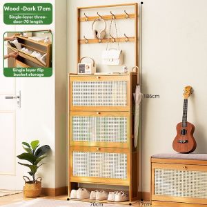 Bamboo Shoe Rack Organizer Large Capacity Storage Shoes Space Saving Ult Breathable Lattice Doors